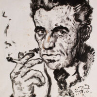 Fritz Zalisz - Selbstporträt mit Zigarette -...