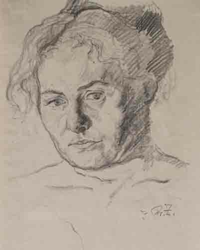 Fritz Zalisz - Weibliches Porträt (Grete Krumbein) - Bleistift - o.J.