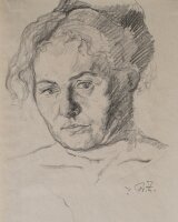 Fritz Zalisz - Weibliches Porträt (Grete Krumbein) - Bleistift - o.J.