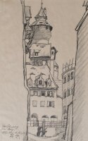 Fritz Zalisz - Dürerplatz, Nürnberg - Bleistift - 1919