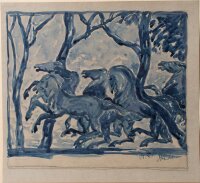 Fritz Zalisz - Antikisierende Komposition mit Pferden - Tusche - 1920