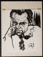 Fritz Zalisz - Selbstporträt mit Pfeife - Tusche - 1921