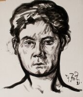 Fritz Zalisz - Weibliches Porträt (Grete Krumbein) - Tusche - 1921