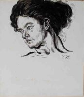 Fritz Zalisz - Weibliches Porträt (Grete Krumbein) - Tusche - o.J.