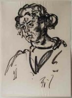 Fritz Zalisz - Weibliches Porträt (Grete Krumbein) - Kreidezeichnung - o.J.