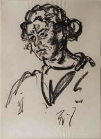 Fritz Zalisz - Weibliches Porträt (Grete Krumbein) - Kreidezeichnung - o.J.