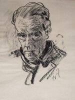 Fritz Zalisz - Selbstporträt des Künstlers mit Pfeiffe - o.J. - Kreide