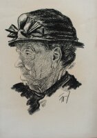 Fritz Zalisz - Porträt der Mutter mit Sonntagshut - o.J. - Kreide