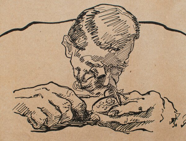 Fritz Zalisz - Vater der Künstler, Porträt - Anfang 20. Jahrhundert - Zeichnung